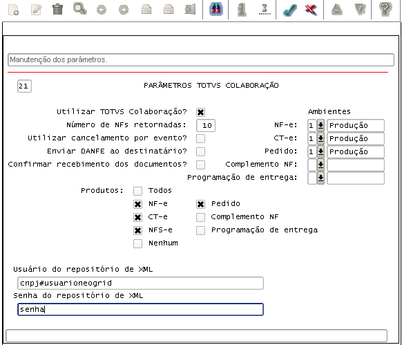 Figura 4 - VDP9109 (Parâmetros de processamento da NF-e)